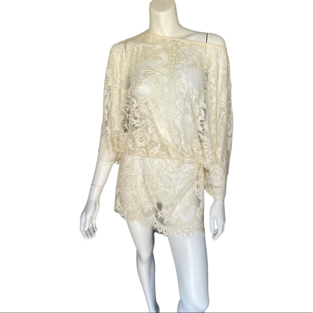 KNOT SISTERS Cream Lace Beach Coverup Dress